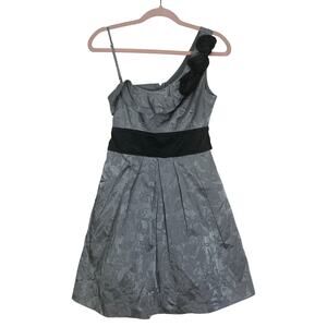NWT Speechless Gray w/ Black Details One Shoulder Pleats Ruffles Dress Size 7